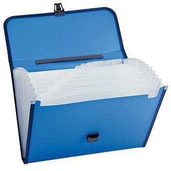 Fächertasche DIN A4 12Fächer Polypropylen blau