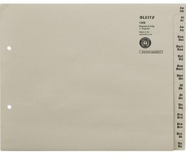 Leitz Registerserie 13080085 DIN A4 A-Z für 8Ordner halbe Höhe grau
