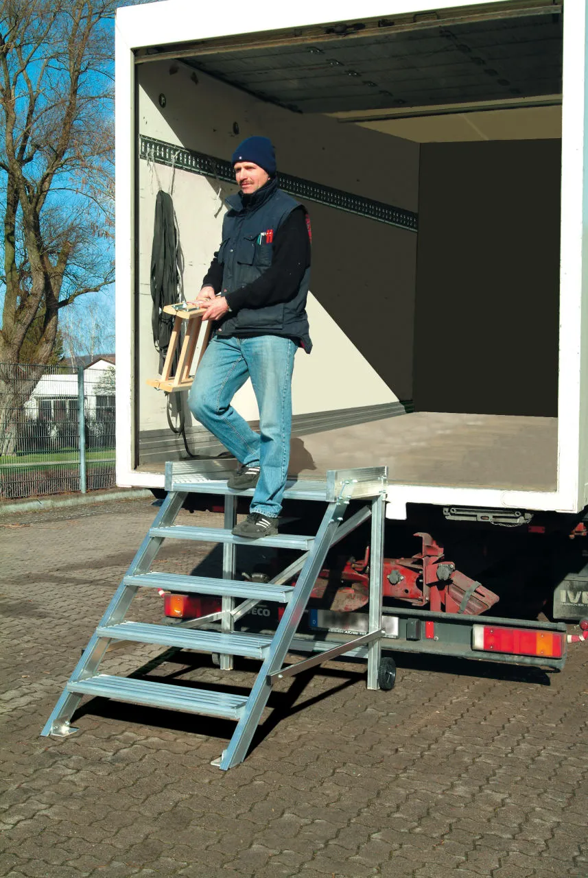 Krause STABILO PodestTreppe fahrbar aus Leichtmetall 1x5 Stufen