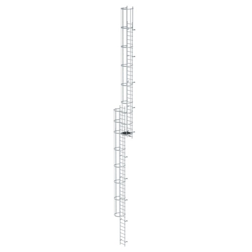 MUNK Mehrzügige Steigleiter mit Rückenschutz (Bau) Aluminium blank 18,28m