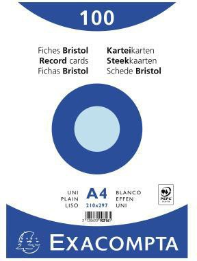 Exacompta Karteikarte 10316E DIN A4 blanko blau 100 St./Pack.