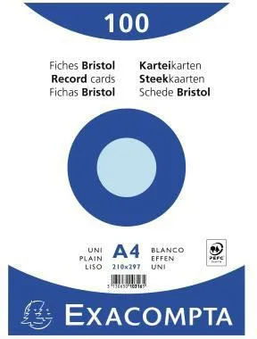Exacompta Karteikarte 10316E DIN A4 blanko blau 100 St./Pack.