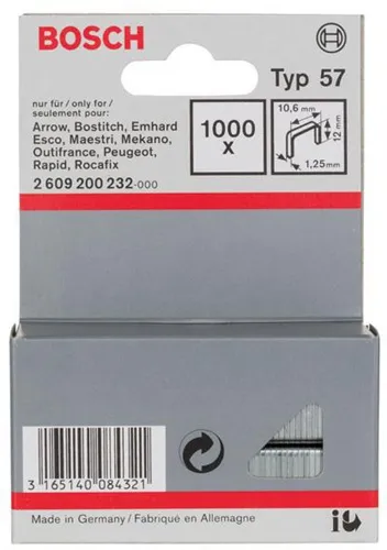 Bosch Flachdrahtklammer Typ 57 BxL 10,6x12mm Dicke 1,25mm 1000 St