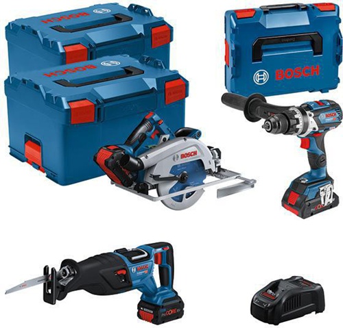 Bosch Akkugeräte-Set GSB/GDX/GWS Sp.18V m.3 Werkzeugen m.Akkus 4Ah/5,5Ah 