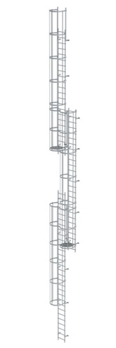 MUNK Mehrzügige Steigleiter mit Rückenschutz (Maschinen) Aluminium blank 18,00m