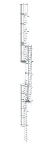 MUNK Mehrzügige Steigleiter mit Rückenschutz (Maschinen) Aluminium blank 18,00m