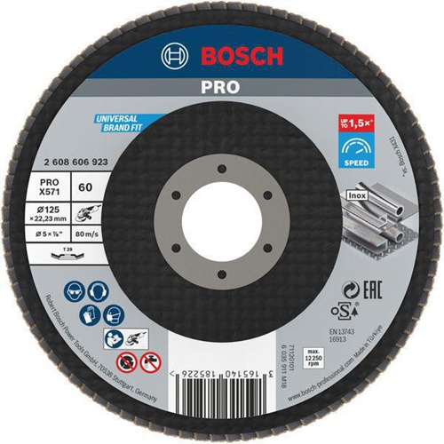 Bosch Fächerschleifscheibe PRO X571 Scheiben-D.125mm Körnung 60 gewinkelt