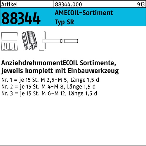 Gewindereparatursortiment R 88344 SR Nr.3 Stahl 1 Stück AMECOIL