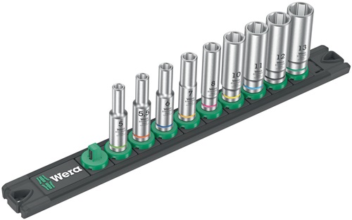 Steckschlüsseleinsatzset Deep 1 9-tlg.Antr.6,3mm (1/4) Zoll WERA