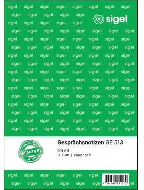 SIGEL Gesprächsnotiz GE513 DIN A5 50Blatt gelb