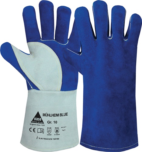 Schweißerhandschuhe Mühlheim Blue Gr.12 blau/grau Rindspaltleder