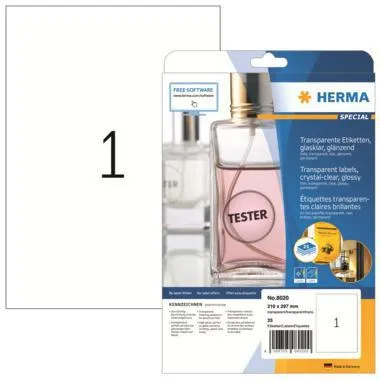 HERMA Folienetikett 8020 210x297mm tr 25 St./Pack.