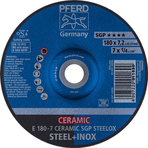 Schruppscheibe CERAMIC SGP STEELOX Bohrung 22,23 mm PFERD