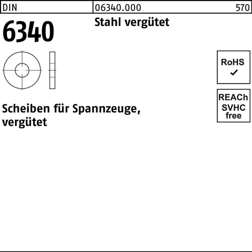 Scheibe DIN 6340 6,4x 17x 3 Stahl vergütet 100 Stück