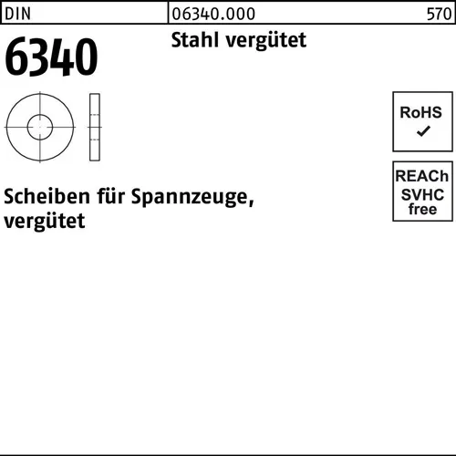 Scheibe DIN 6340 10,5x 28x 4 Stahl vergütet 100 Stück