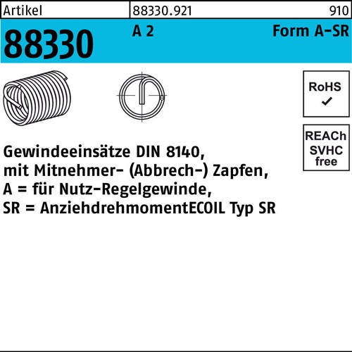 Gewindeeinsatz R 88330 FormA M5x 7,5 A 2 200 Stück AMECOIL