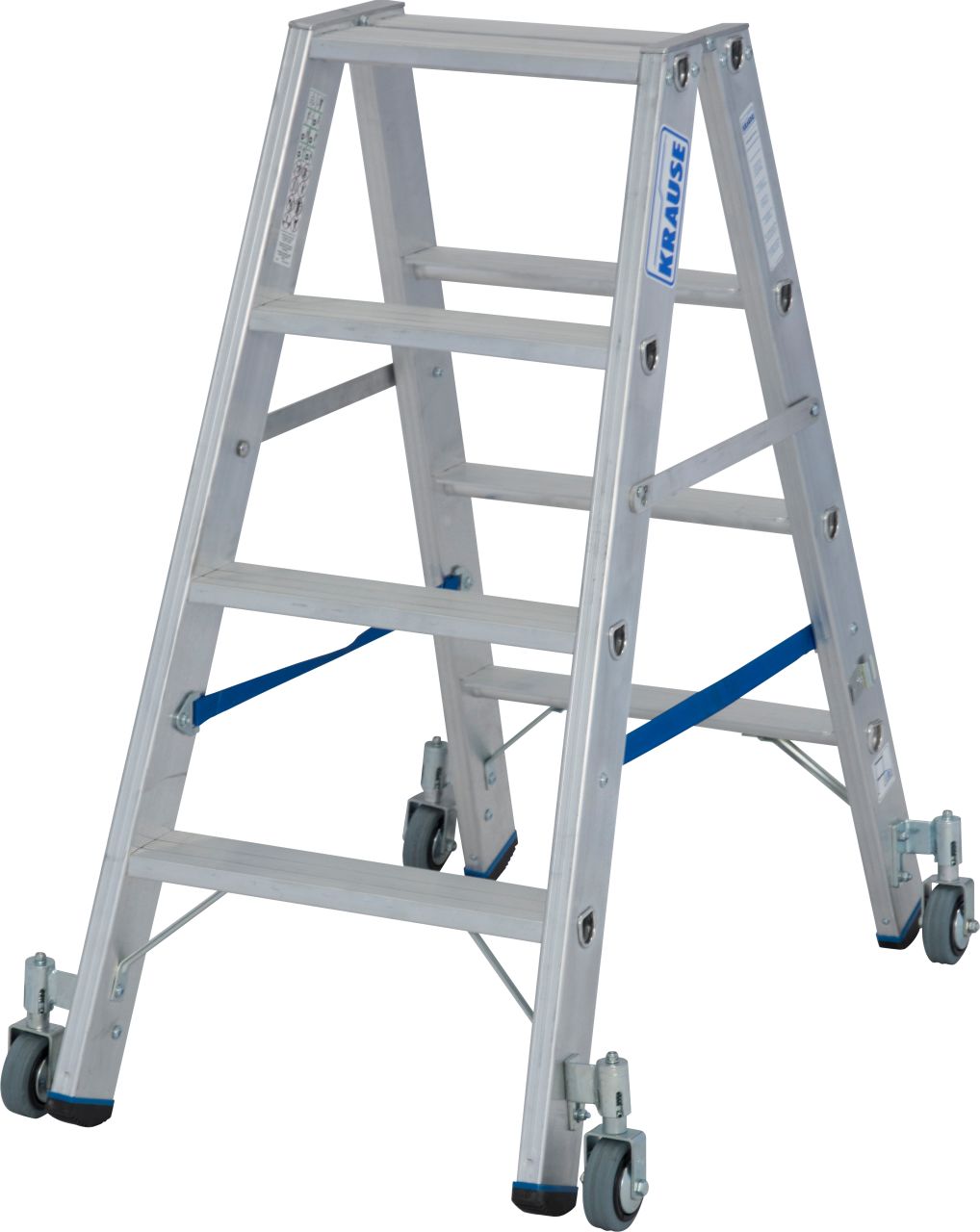 Krause STABILO Stufen-DoppelLeiter fahrbar 2x4 Stufen