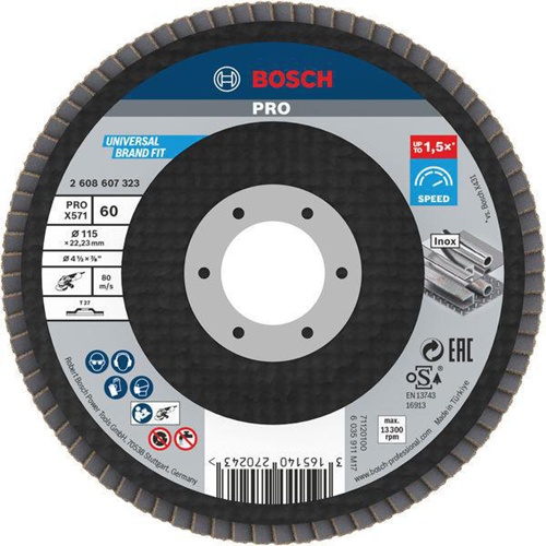 Bosch Fächerschleifscheibe PRO X571 Scheiben-D.115mm Körnung 60 Glasgewebe