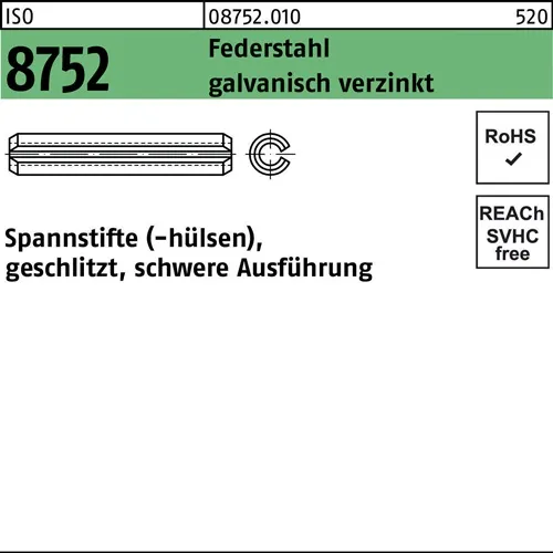Spannstift ISO 8752 geschlitzt 3x10 Federstahl galv.verz. schwere Ausf. 200St.