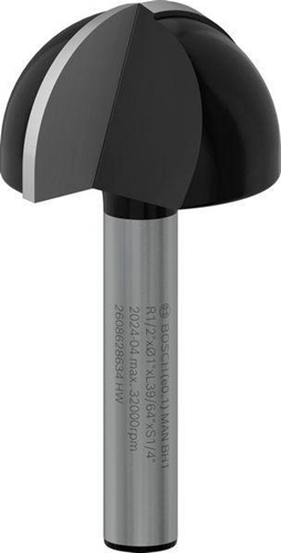 Bosch Hohlkehlfräser Arbeits-L.15,6mm D.25,4mm L.49mm Radius 12,7mm Schaft 1/4Zoll