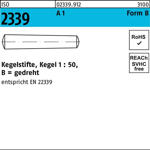 Kegelstift ISO 2339 gedreht 6x 50 A 1 Kegel 1:50 10 Stück