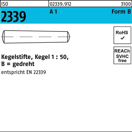 Kegelstift ISO 2339 gedreht 10x 45 A 1 Kegel 1:50 10 Stück