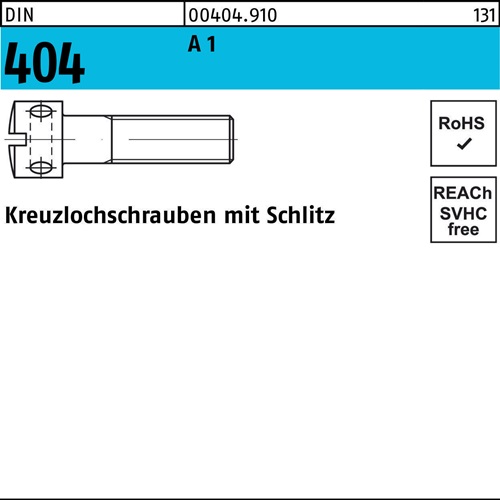 Kreuzlochschraube DIN 404 Schlitz M3x 10 A 1 100 Stück