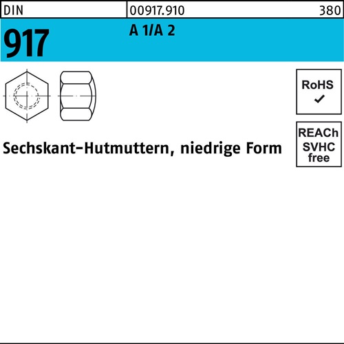 Sechskanthutmutter DIN 917 niedrige FormM6 A 1/A 2 50 Stück
