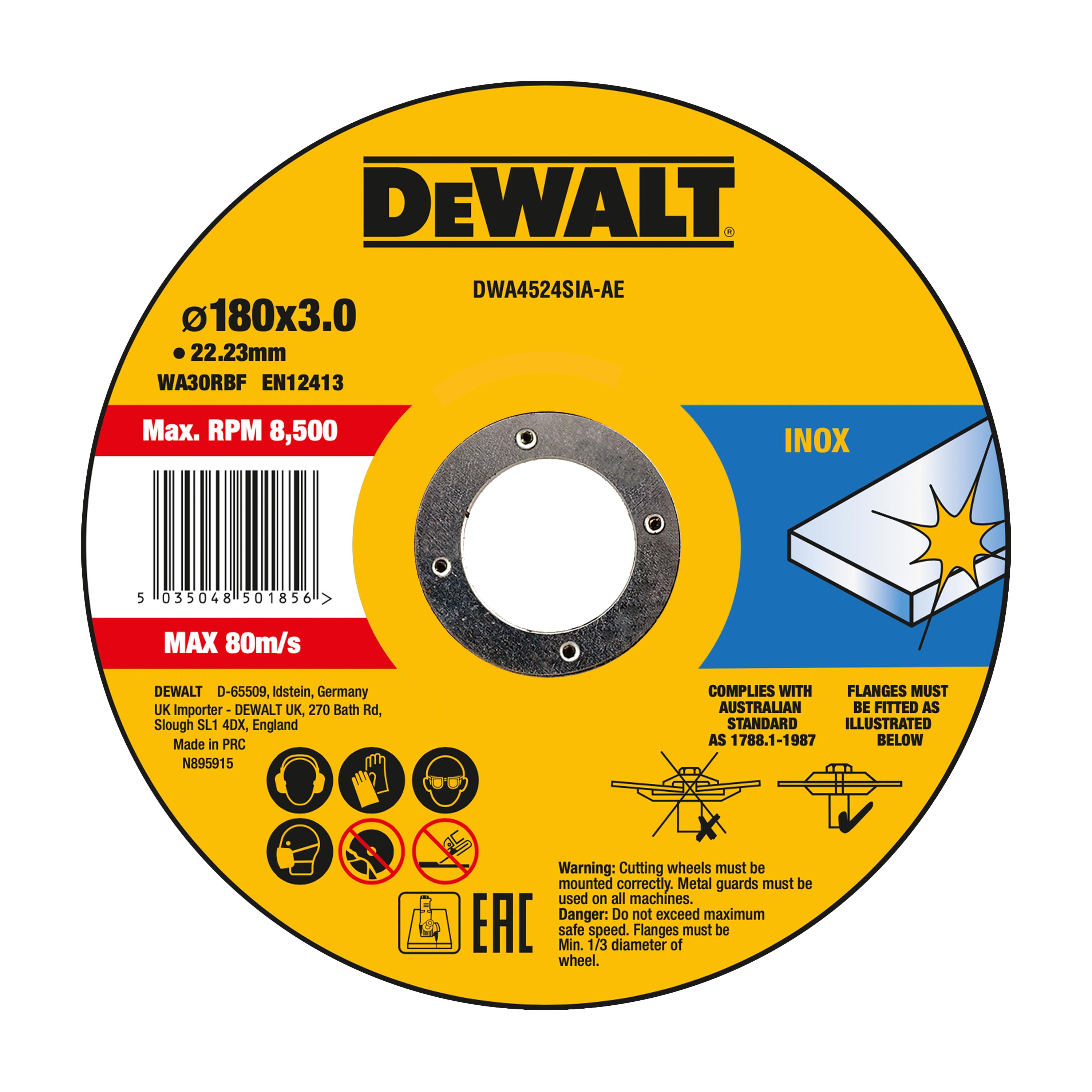 DEWALT DWA4524SIA-AE Trennscheibe 180x3x22,23 mm Inox