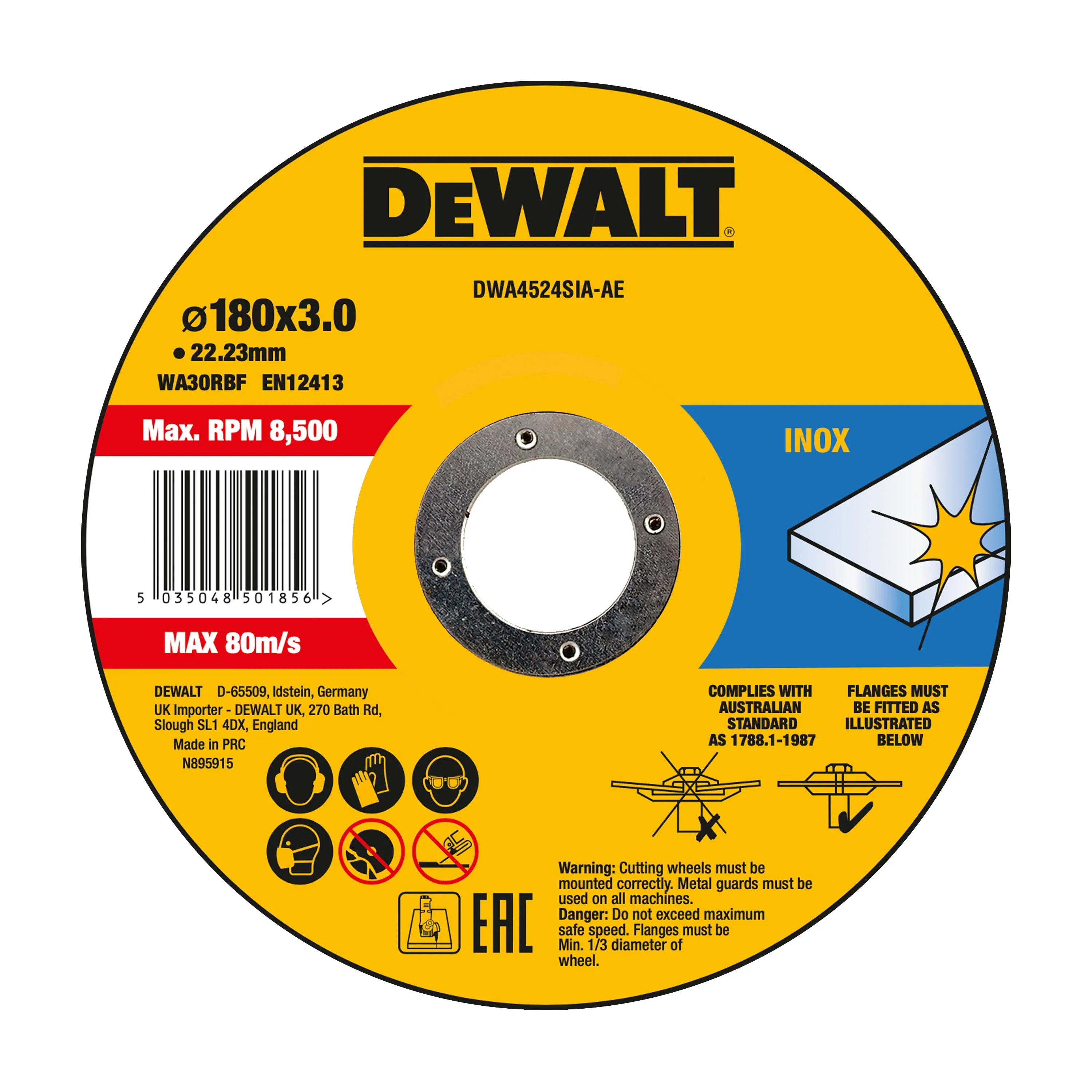 DEWALT DWA4524SIA-AE Trennscheibe 180x3x22,23 mm Inox
