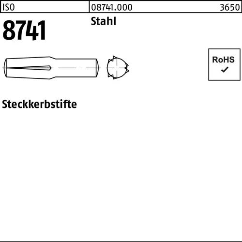 Steckkerbstift ISO 8741 8x 40 Stahl 100 Stück