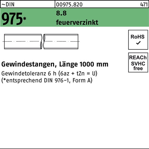 Gewindestange DIN 975 M36x 1000mm 8.8 feuerverz. 1 Stück