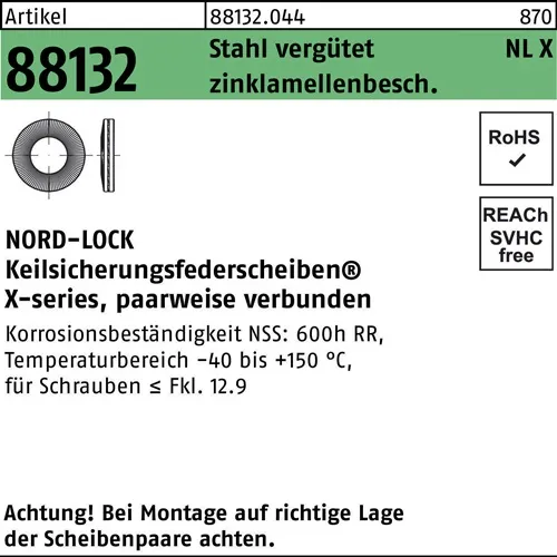 Unterlegscheibe R 88132 NLX 16 Sta vergütet zinklamellenb. 100St. NORD-LOCK