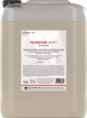 Handreinigung PEVASTAR SOFT 10l silikon- u.lösemittelfrei Kanister PAUL VOORMANN