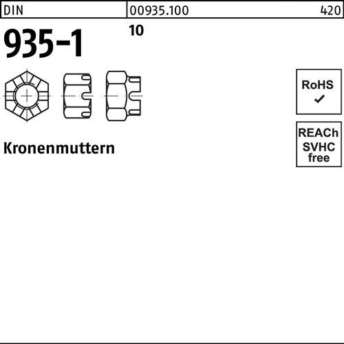 Kronenmutter DIN 935-1 M24 10 25 Stück