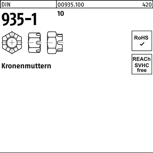 Kronenmutter DIN 935-1 M24 10 25 Stück