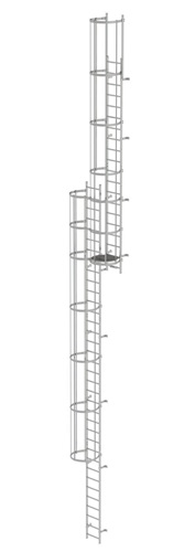 MUNK Mehrzügige Steigleiter mit Rückenschutz (Bau) Edelstahl 14,64m 