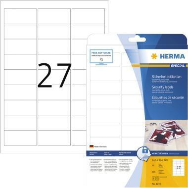 HERMA Etikett Sicherheit 4233 63,5x29,5mm weiß 675 St./Pack.