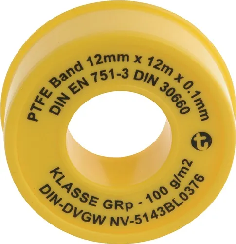 PTFE Dichtband GRp L12m B12mm D0,1mm weiß 100g/m² Rl.GEKA
