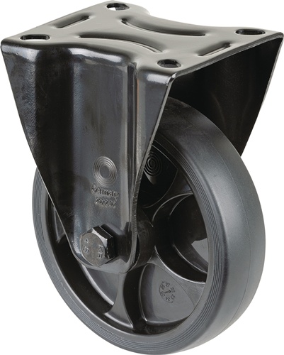 Bockrolle D.125mm Trgf.120kg Gum.Platte L104xB80mm Farbe Rl.schwarz BS ROLLEN