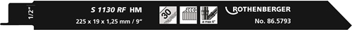 Säbelsägeblatt S 1130 RF L.225mm B.20mm 5 St./Karte ROTHENBERGER