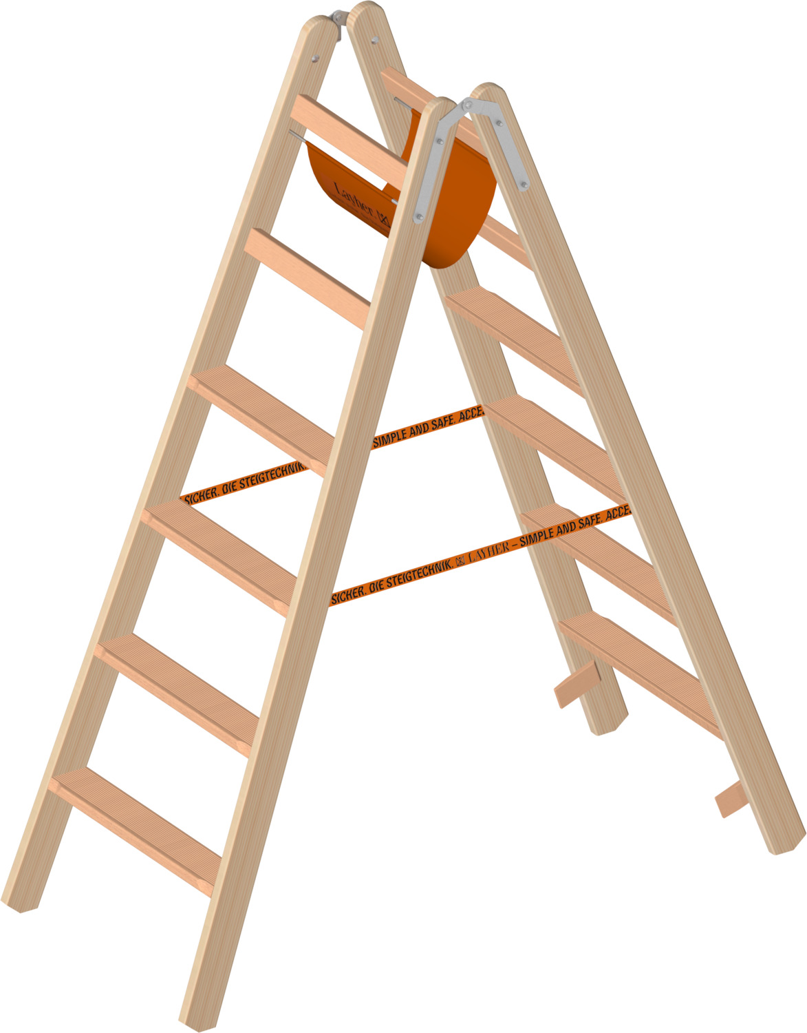 Layher Holzstehleiter mit Stufen 2x6