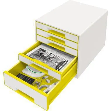 Leitz Schubladenbox WOW CUBE 52142016 5Schubfächer weiß/gelb