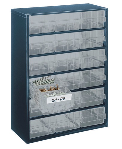 Kleinteilemagazin Stahlmagazin 918-02 B.306xT.150xH.417mm 18 Schubl. RAACO