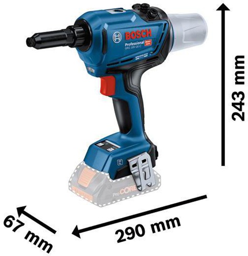 Bosch Akku-Nietpistole GRG 18V-16 C Zugkraft 16kN Hub-L.25mm Niet-D.3,-6,4mm o.Akku