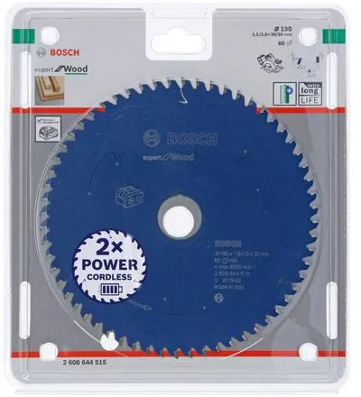 Bosch Kreissägeblatt Expert for Wood D.190mm Bohrung 30mm 60Zähne WZ