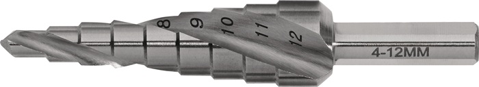 Stufenbohrer Bohrber.4-12mm HSS Spiralnut Z.2 Stufen 9 TECWERK