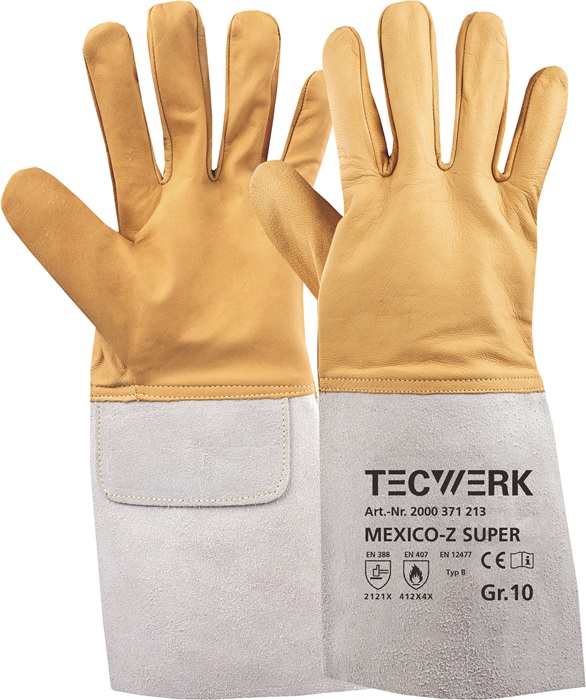 Schweißerhandschuhe Mexico Z Super EN 388, EN 407, EN 12477 PSA-Kategorie II 10 Paar TECWERK