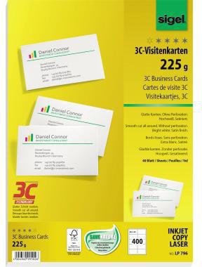 SIGEL Visitenkarte 3C LP796 85x55mm 225g weiß 400 St./Pack.