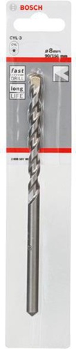 Bosch Betonbohrer Silver Percussion CYL-3 D.8mm Arbeits-L.90mm L.150mm Schaft-D.7,5mm